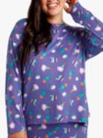Chelsea Peers Curve Cat Print Pyjama Set, Purple