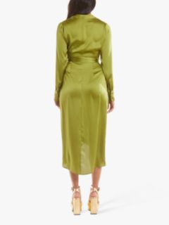 Never Fully Dressed Plain Satin Wrap Dress, Green, 10