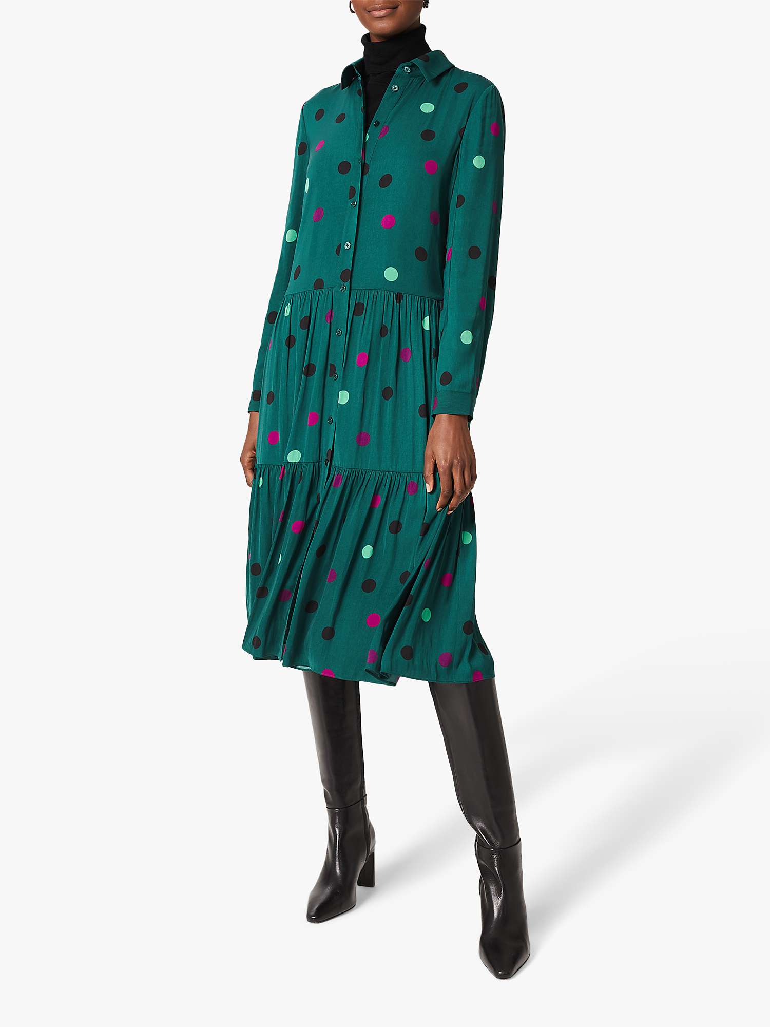 Buy Hobbs Nory Tiered Midi Dress, Multi Online at johnlewis.com
