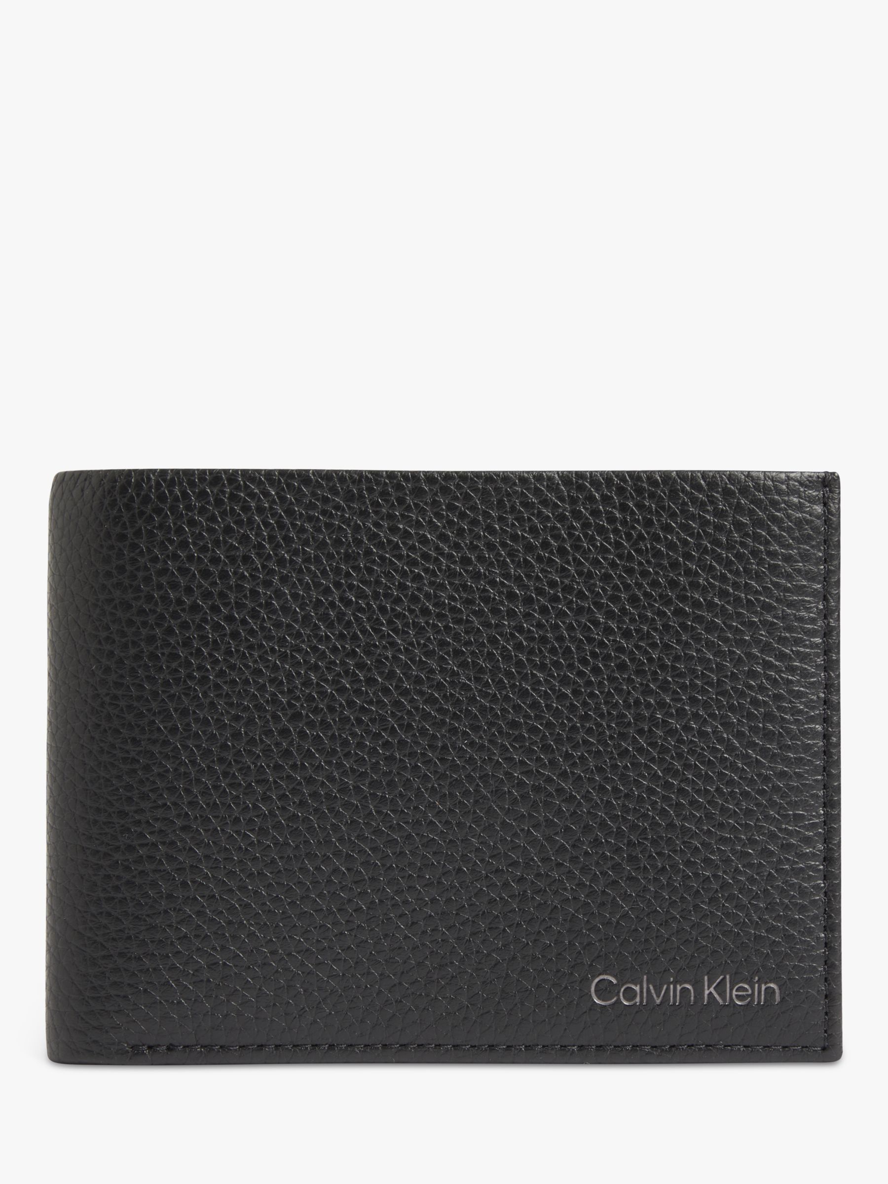 Calvin Klein Warmth Bi-Fold Leather Wallet, Black at John Lewis & Partners