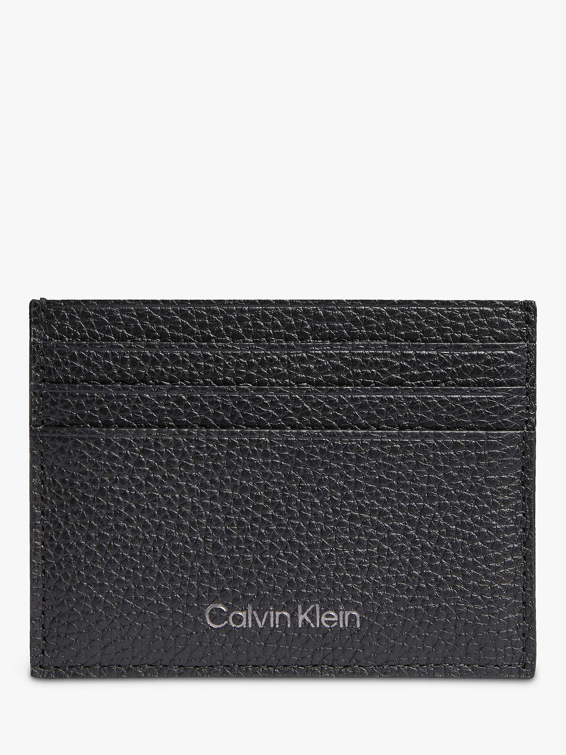 Calvin Klein Warmth Leather Card Holder, Black at John Lewis & Partners