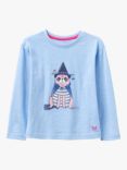 Crew Clothing Kids' Pug Witch Print T-Shirt, Light Blue