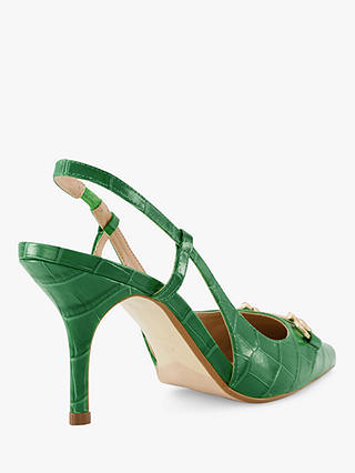 Dune Click Leather Slingback Court Shoes, Green
