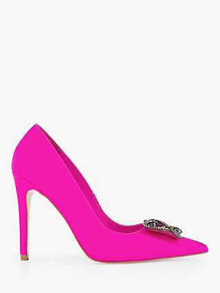 Dune Breanna Satin Brooch Detail Court Shoes, Pink