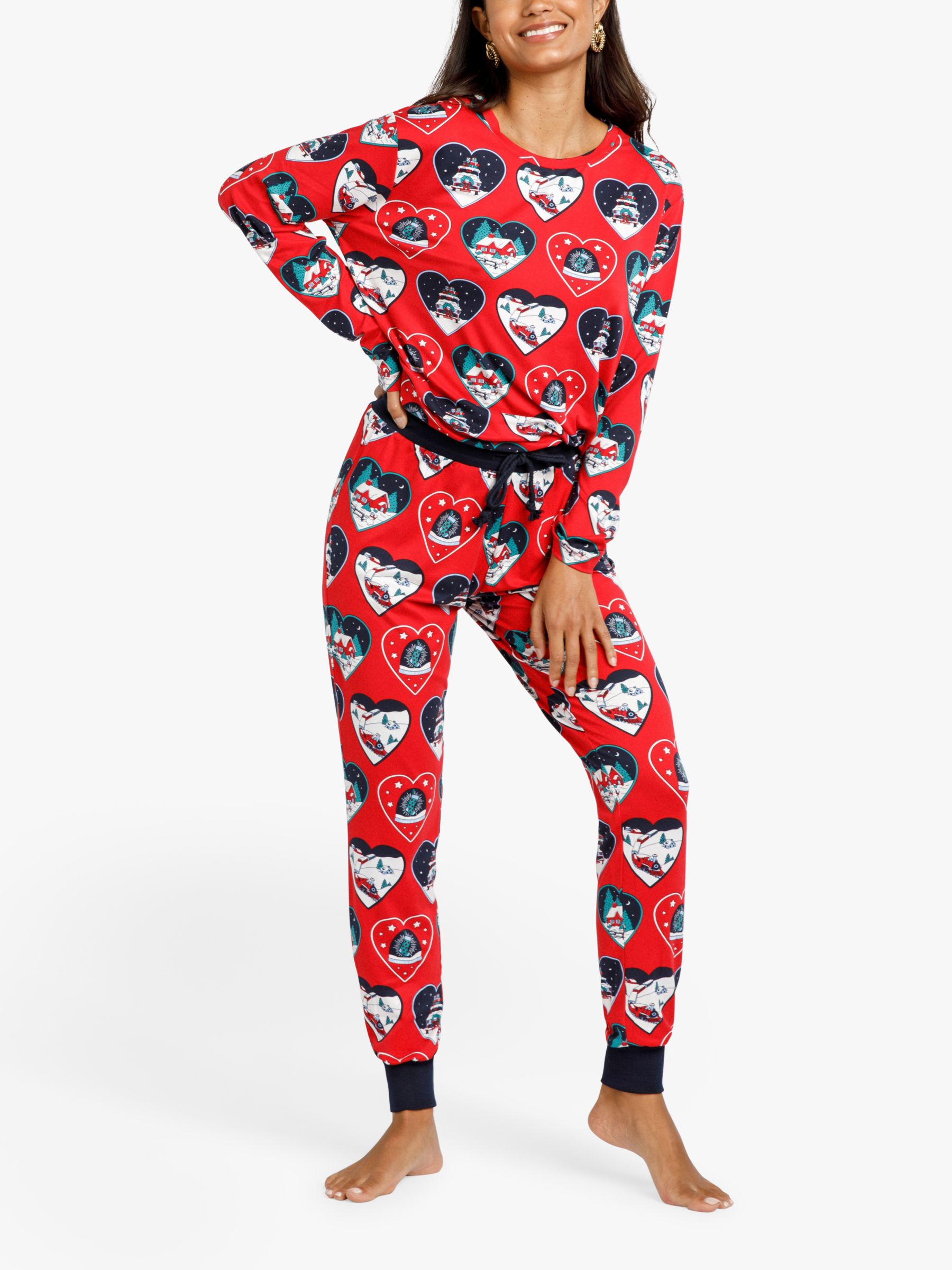 Chelsea Peers Holiday Hearts Print Pyjama Set Redmulti At John Lewis And Partners