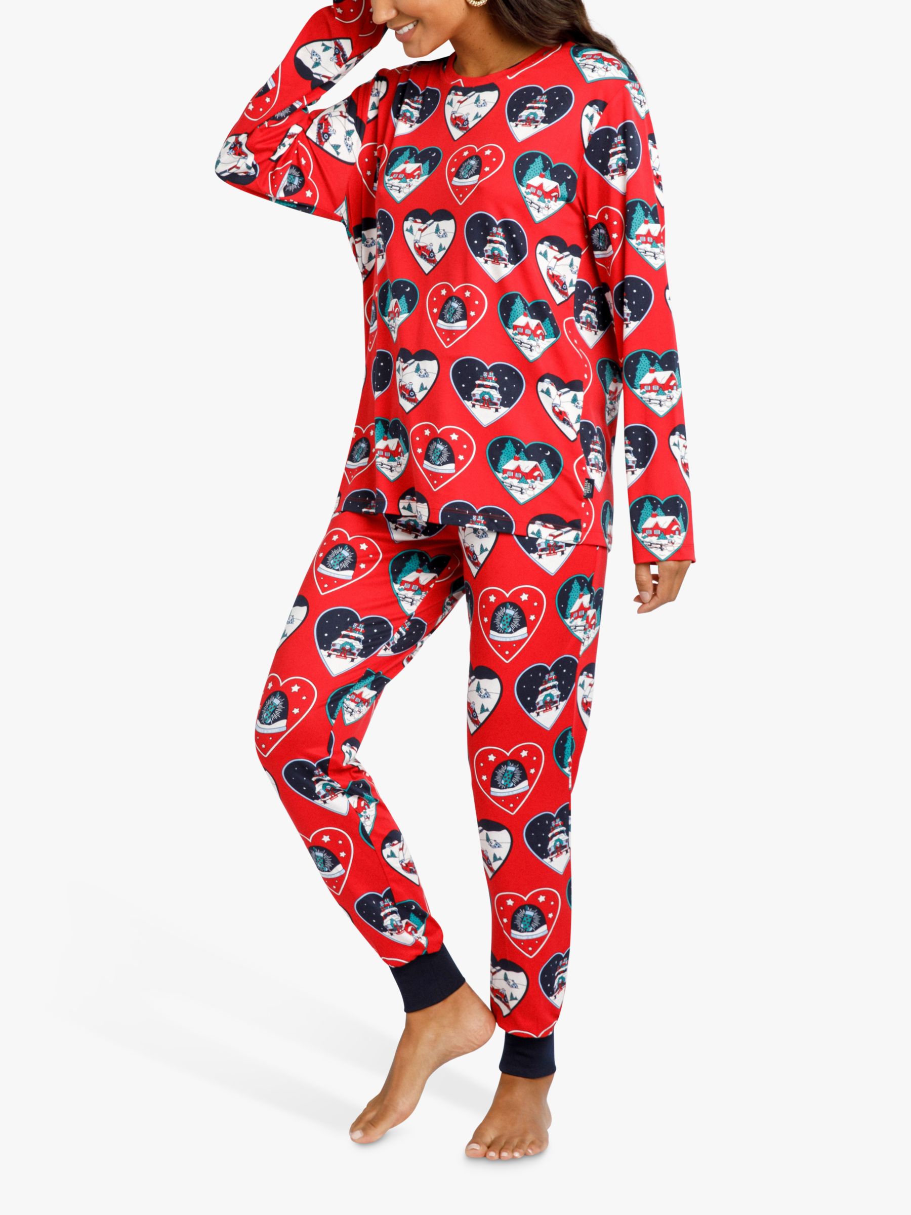Chelsea Peers Holiday Hearts Print Pyjama Set Redmulti At John Lewis And Partners