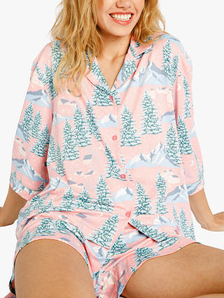 Chelsea Peers Frosty Mountains Boxy Button-Up Shortie Pyjama Set, Multi