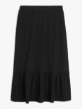 John Lewis & Partners Jersey Tiered Midi Skirt, Black