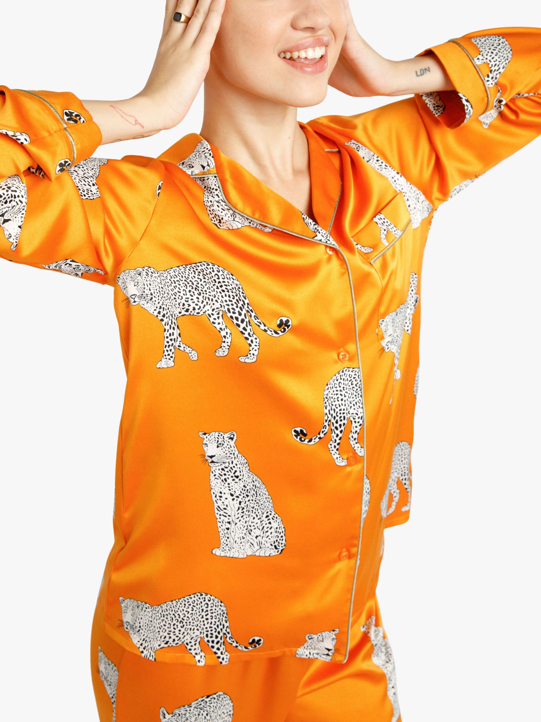 Chelsea Peers Luxe Leopard Pyjama Set, Orange