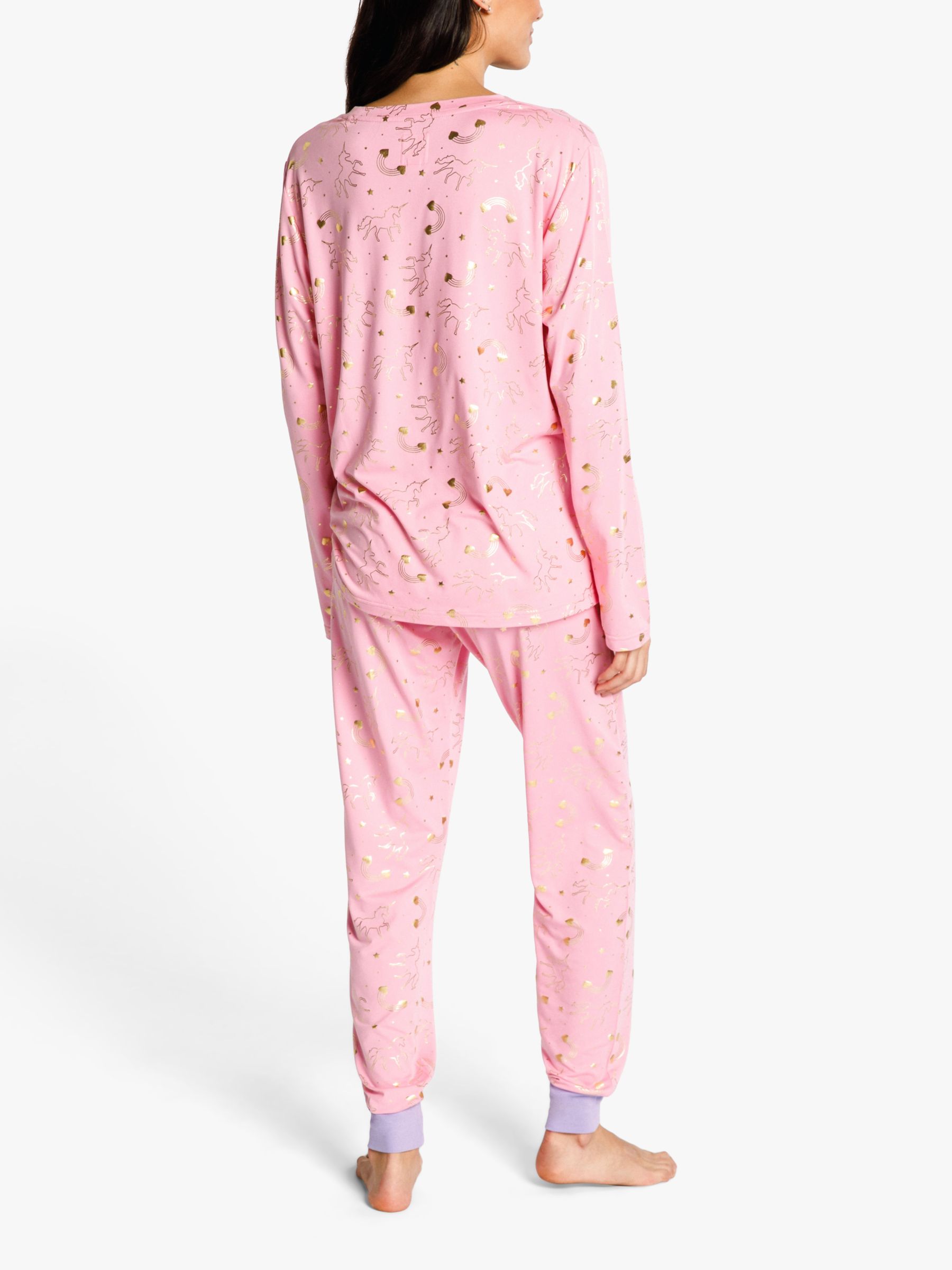 Chelsea Peers Unicorn Foil Print Pyjama Set, Pink