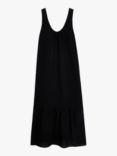 John Lewis Sleeveless Plain Tiered Dress, Black