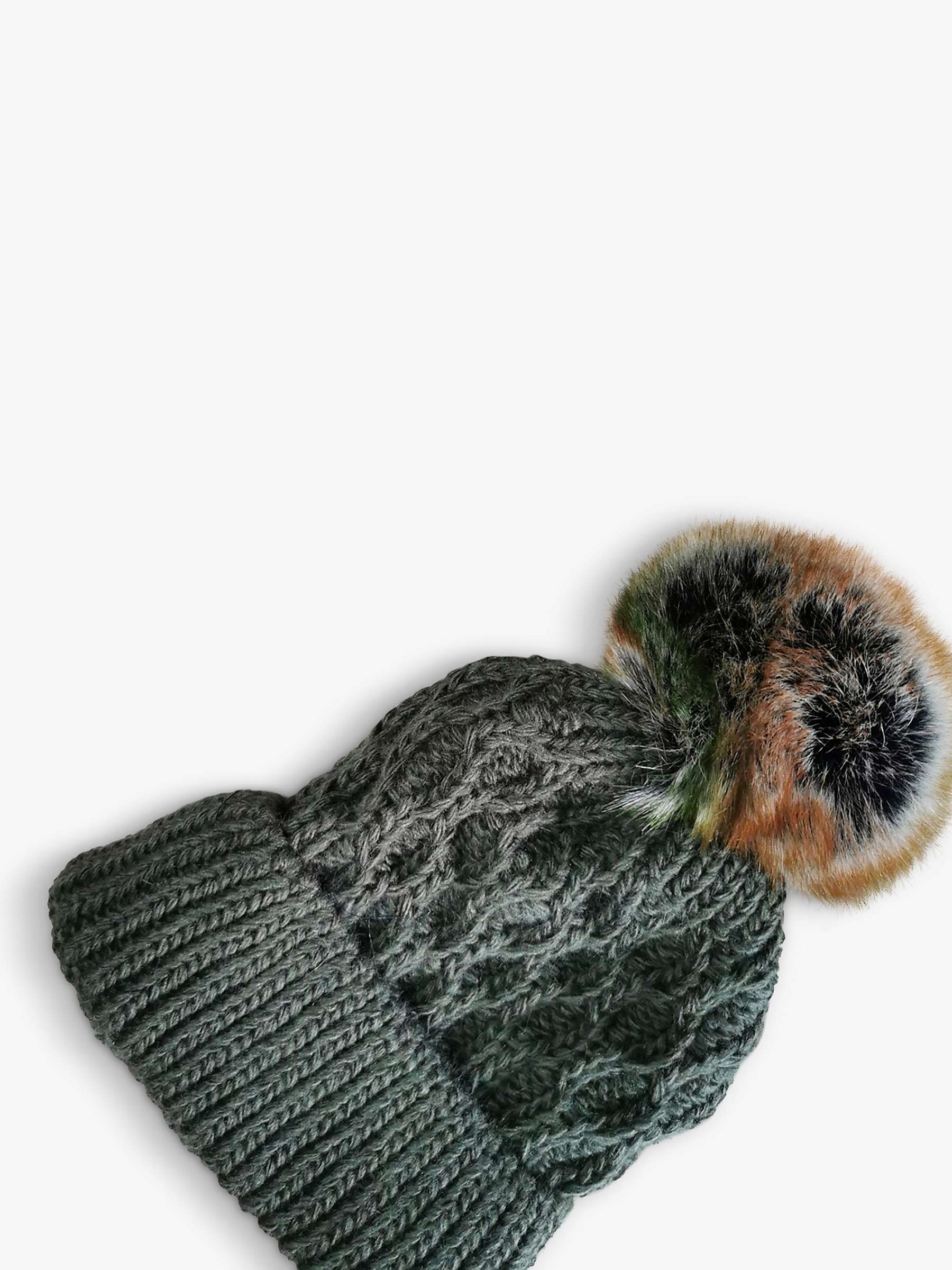 Buy HotSquash Wool Blend Fluffy Pom Pom Beanie Hat, Forest Green Online at johnlewis.com