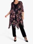 chesca Floral Print Pixie Hem Coat, Black/Multi