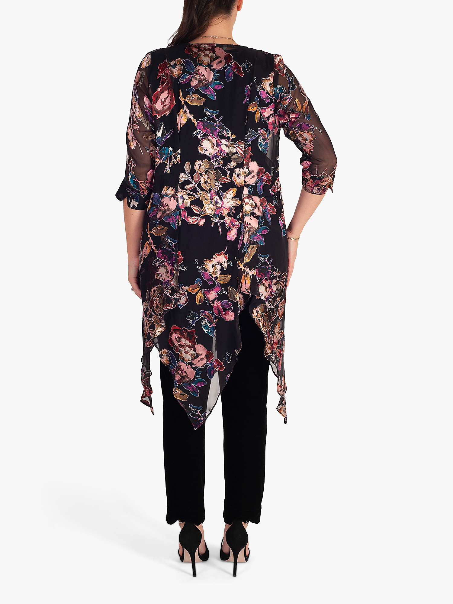Buy chesca Floral Print Pixie Hem Coat, Black/Multi Online at johnlewis.com