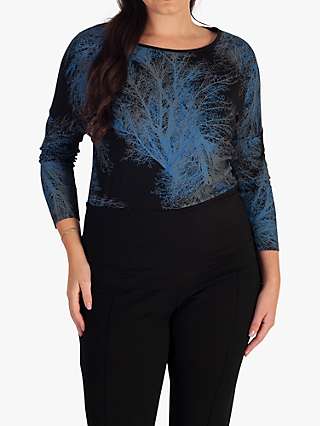 Chesca Tree Print Long Sleeved Top, Black/Blue
