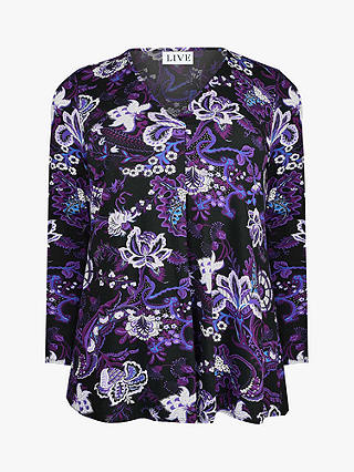 LIVE by Live Unlimited Curve Paisley Jersey Top, Purple