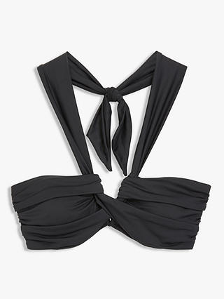 Seafolly Plain Halterneck Twist Bikini Top, Black