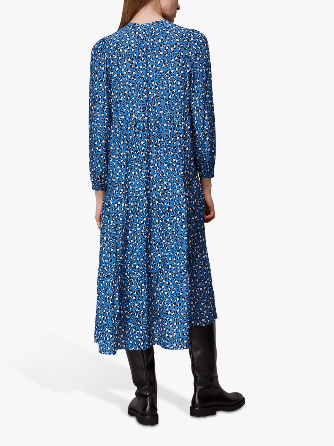 Whistles Amy Wild Leopard Print Dress, Blue at John Lewis & Partners