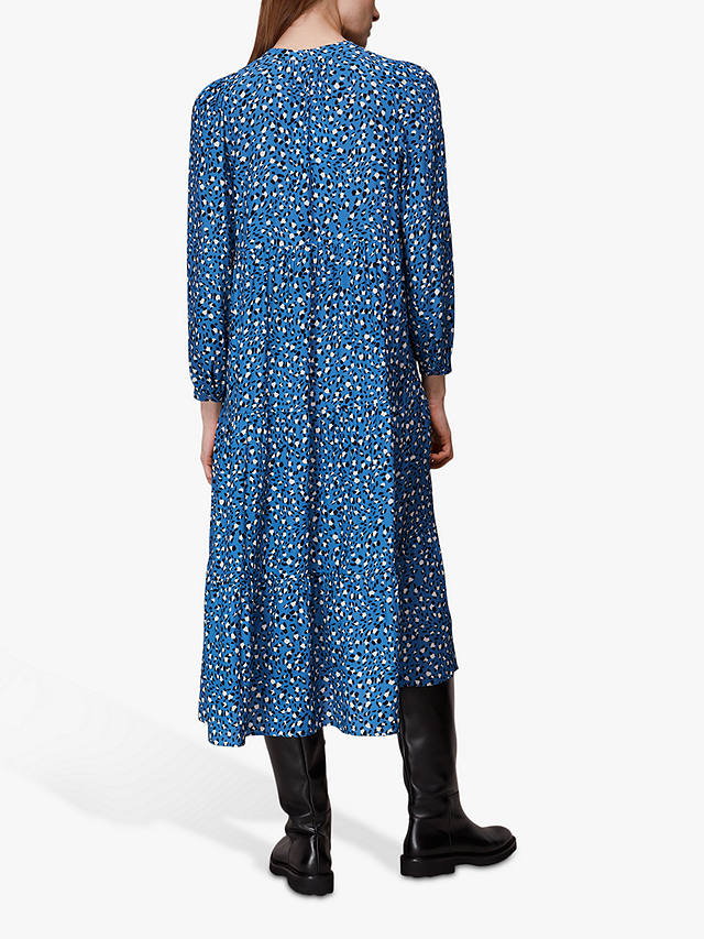Whistles Amy Wild Leopard Print Dress, Blue at John Lewis & Partners
