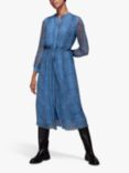 Whistles Gradient Animal Print Midi Dress, Blue/Multi