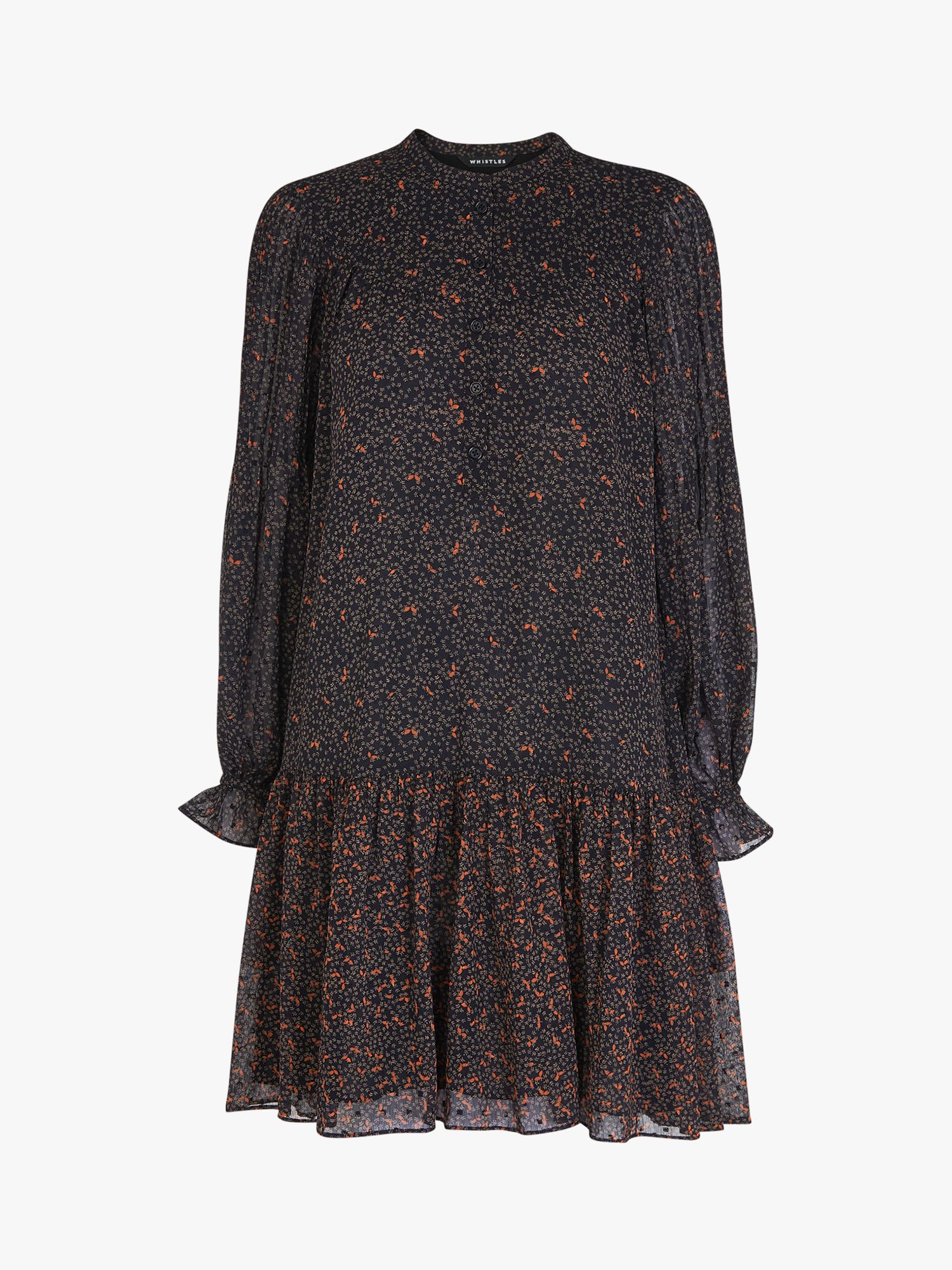 Whistles Riley Degrade Floral Mini Dress, Black/Multi at John Lewis ...