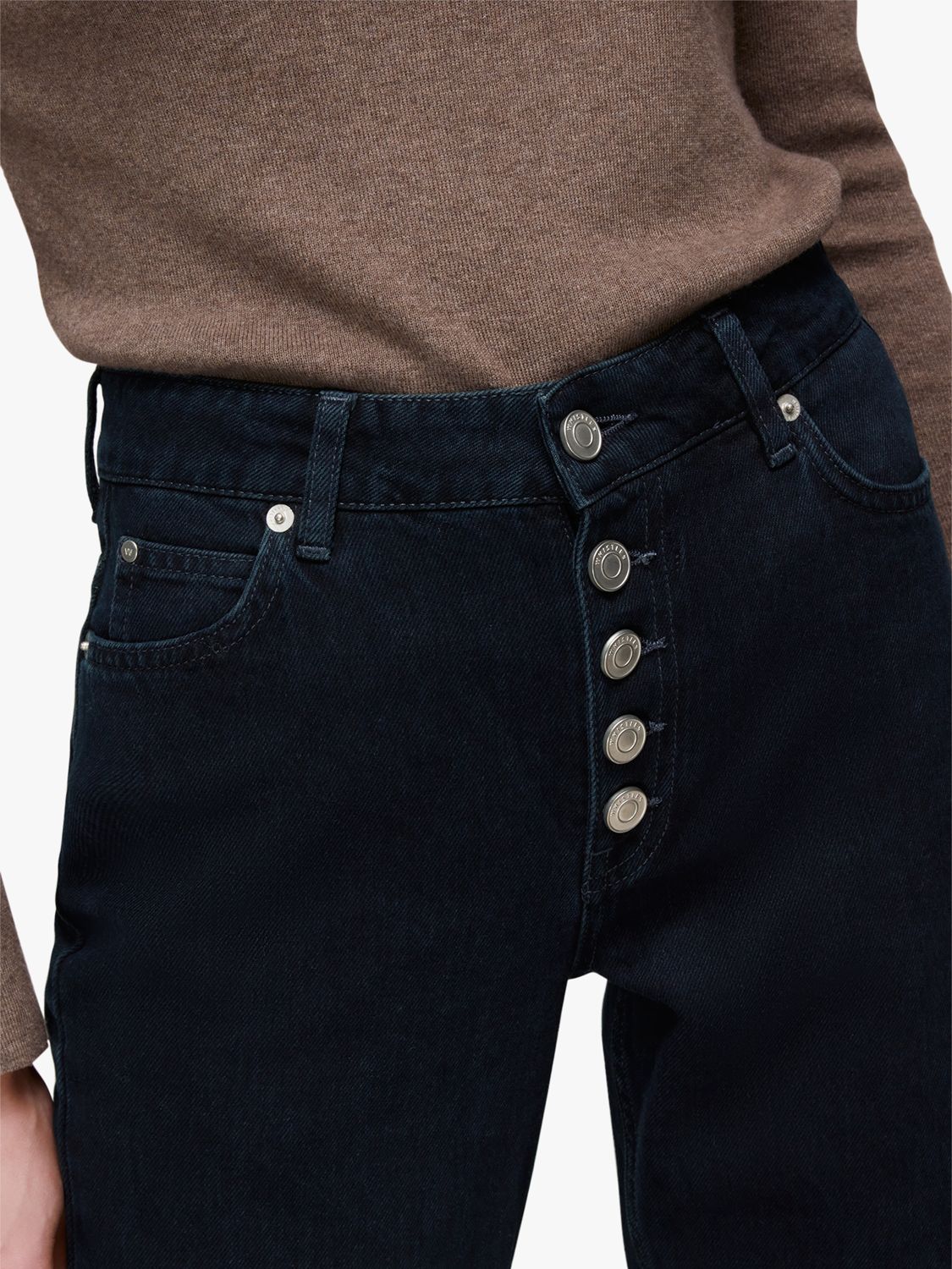 Whistles Authentic Hollie Button Front Jeans, Dark Denim, 26