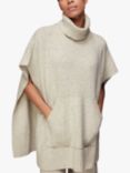 Whistles Roll Neck Knitted Cape, Beige