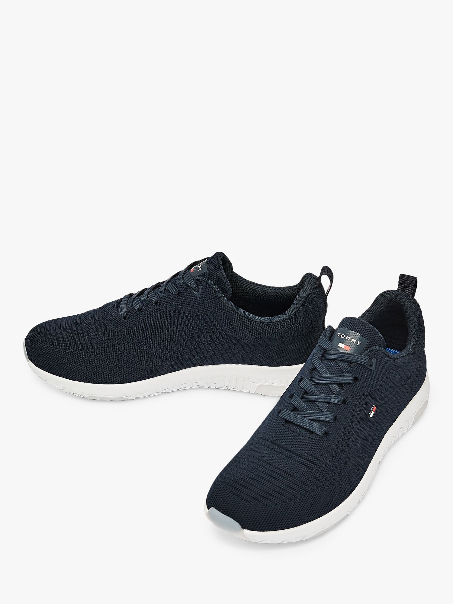 Tommy Hilfiger Corporate Knit Runner Trainers, Desert Sky at John Lewis ...