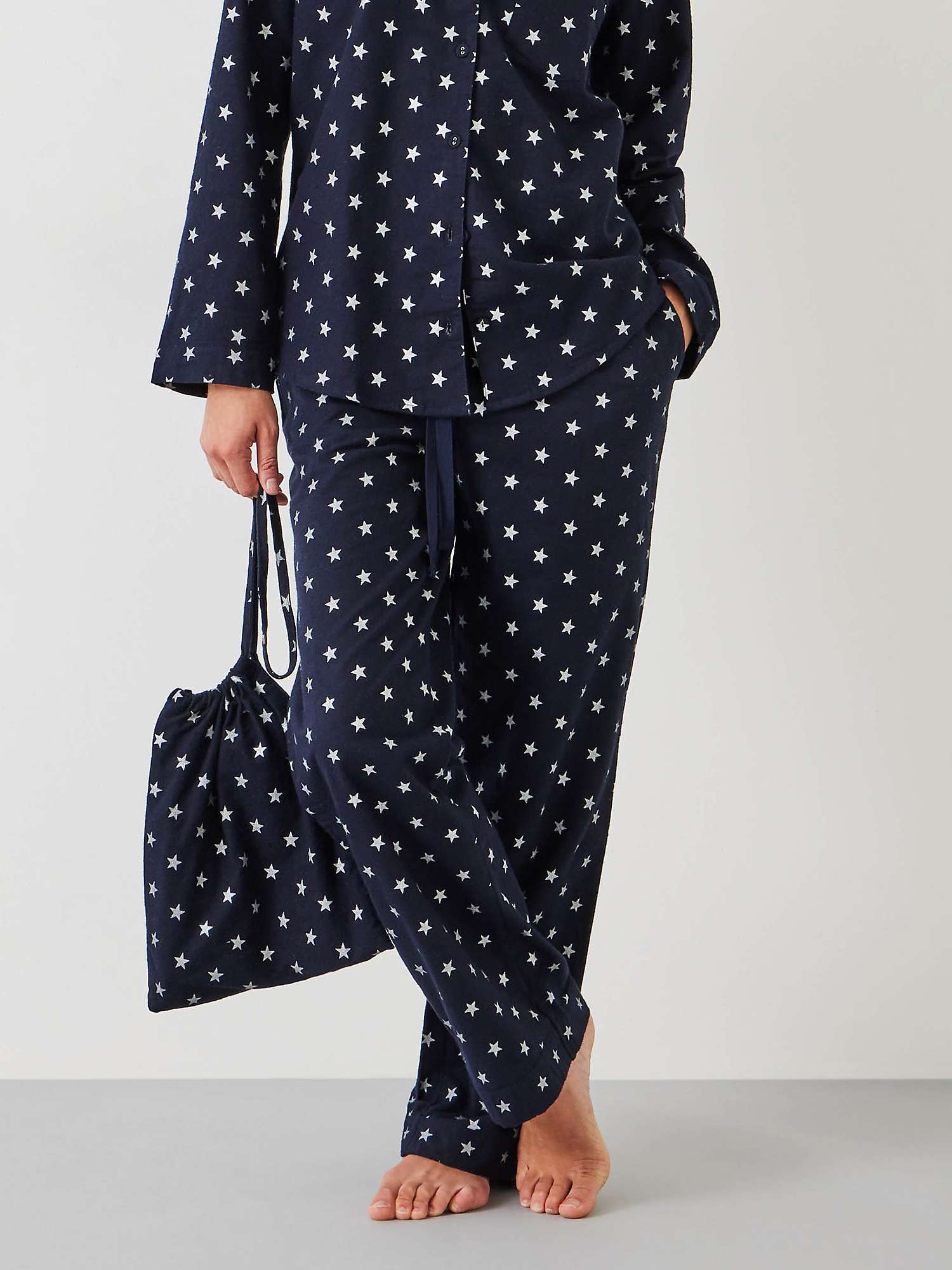 HUSH Joy Star Organic Cotton Flannel Pyjama Bottoms, Navy/Silver at John  Lewis & Partners