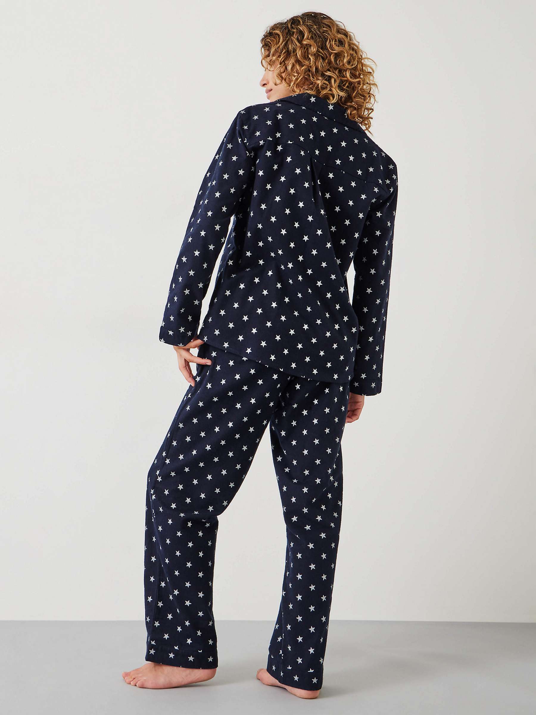 Buy HUSH Joy Star Organic Cotton Flannel Pyjama Bottoms, Navy/Silver Online at johnlewis.com