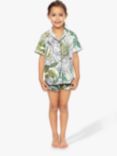 Cyberjammies Kids' Leopard Print Shortie Pyjama Set, Green/Multi