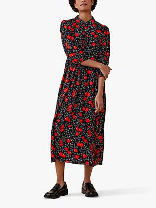 Finery Achelle Petal Print Dress, Red