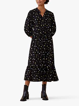 Finery Rosie Ditsy Print Midi Dress, Black/Multi