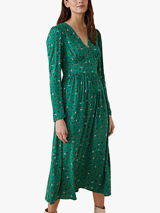 Finery Carrie Floral Midi Dress, Green