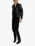 Soaked In Luxury Maeve Leather Biker Jacket, Black