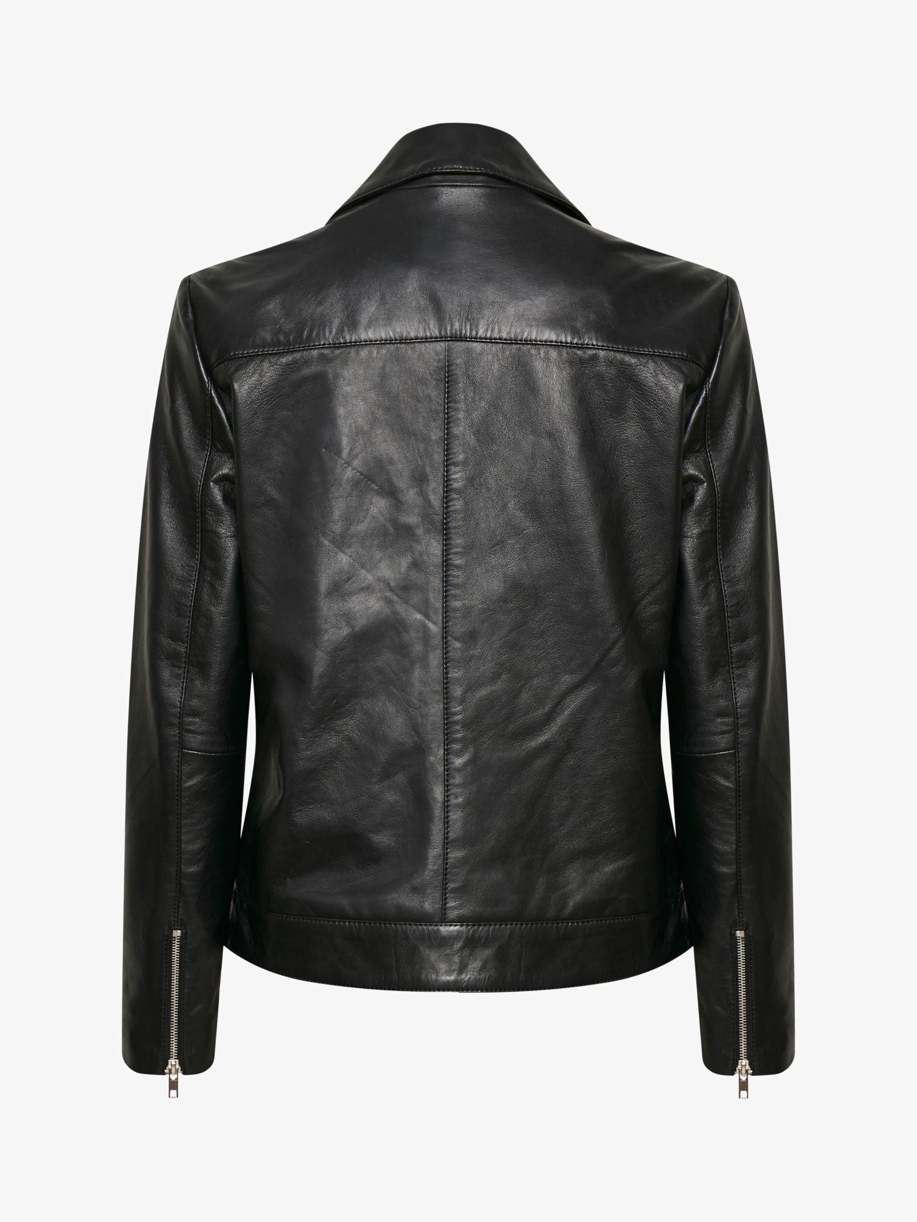 Soaked In Luxury Maeve Leather Biker Jacket, Black at John Lewis & Partners