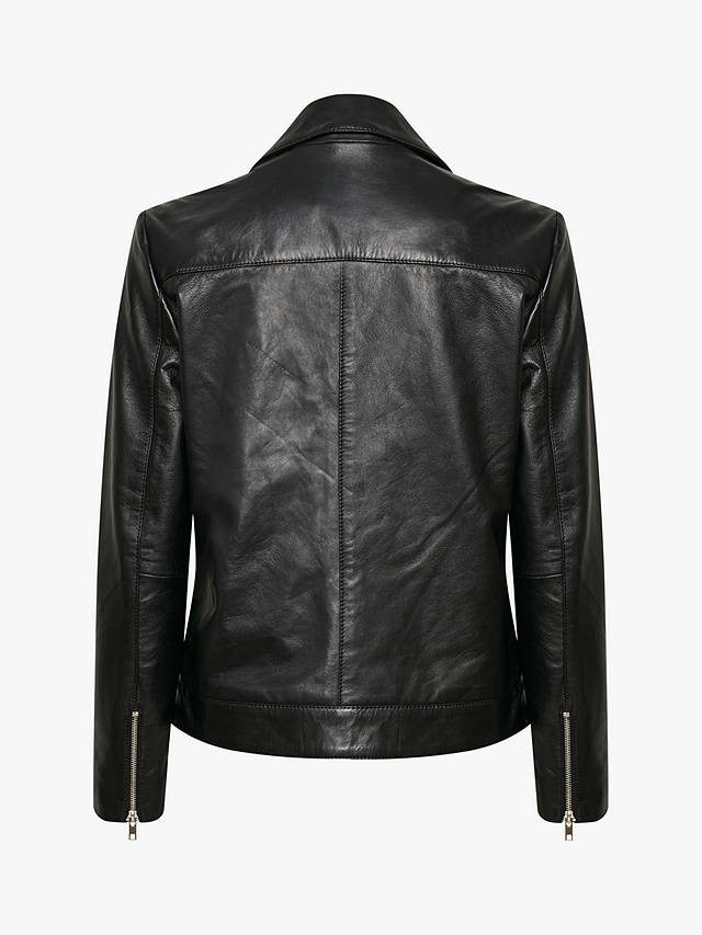 Soaked In Luxury Maeve Leather Biker Jacket, Black
