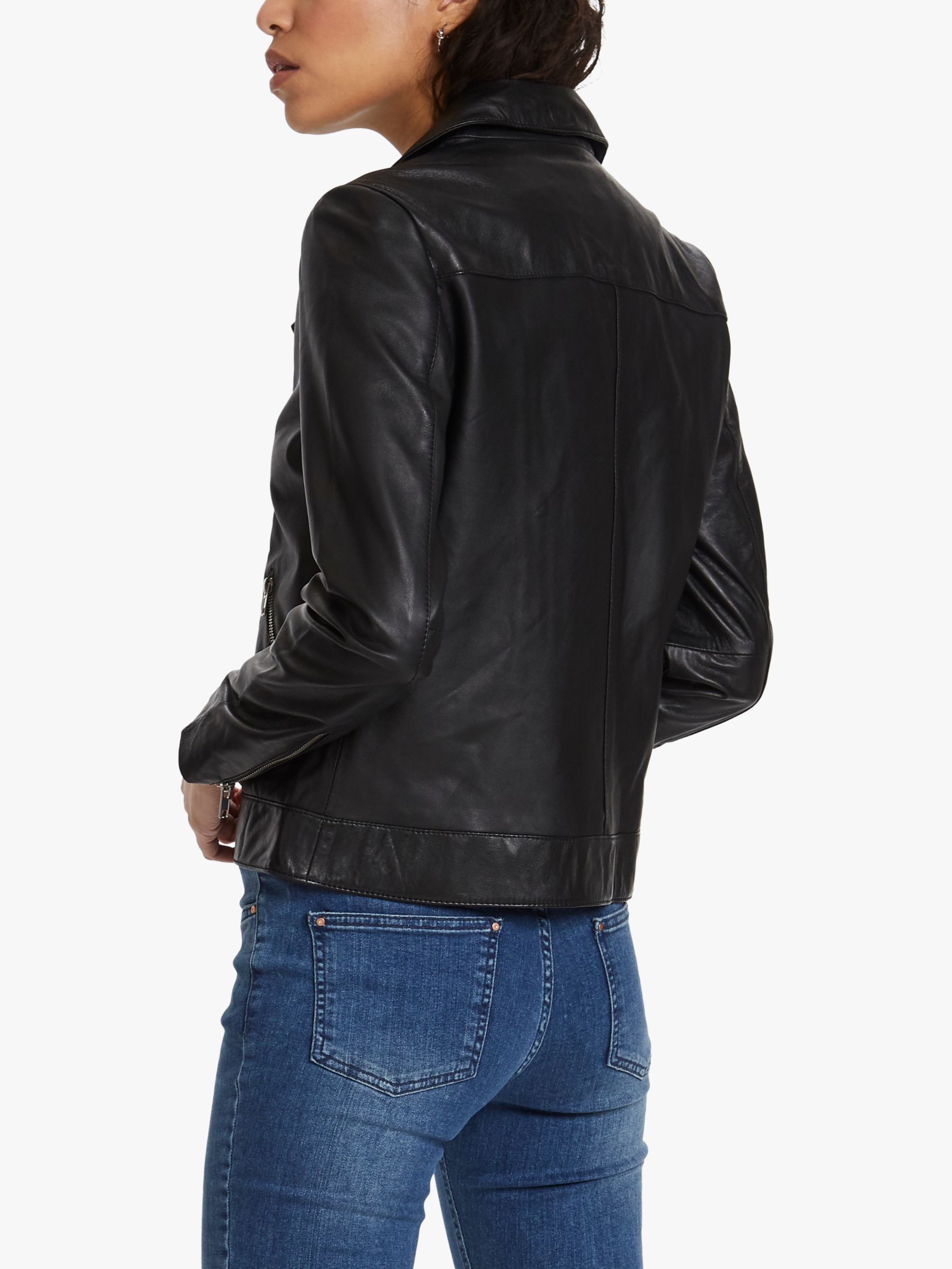 Buy Soaked In Luxury Maeve Leather Biker Jacket, Black Online at johnlewis.com