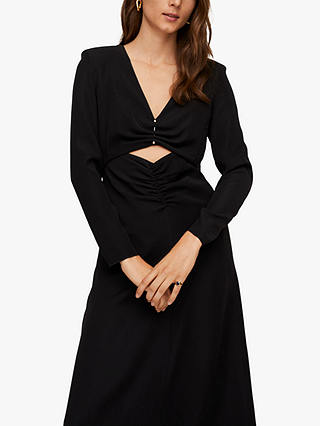 Mango Judit V-Neck Midi Dress, Black