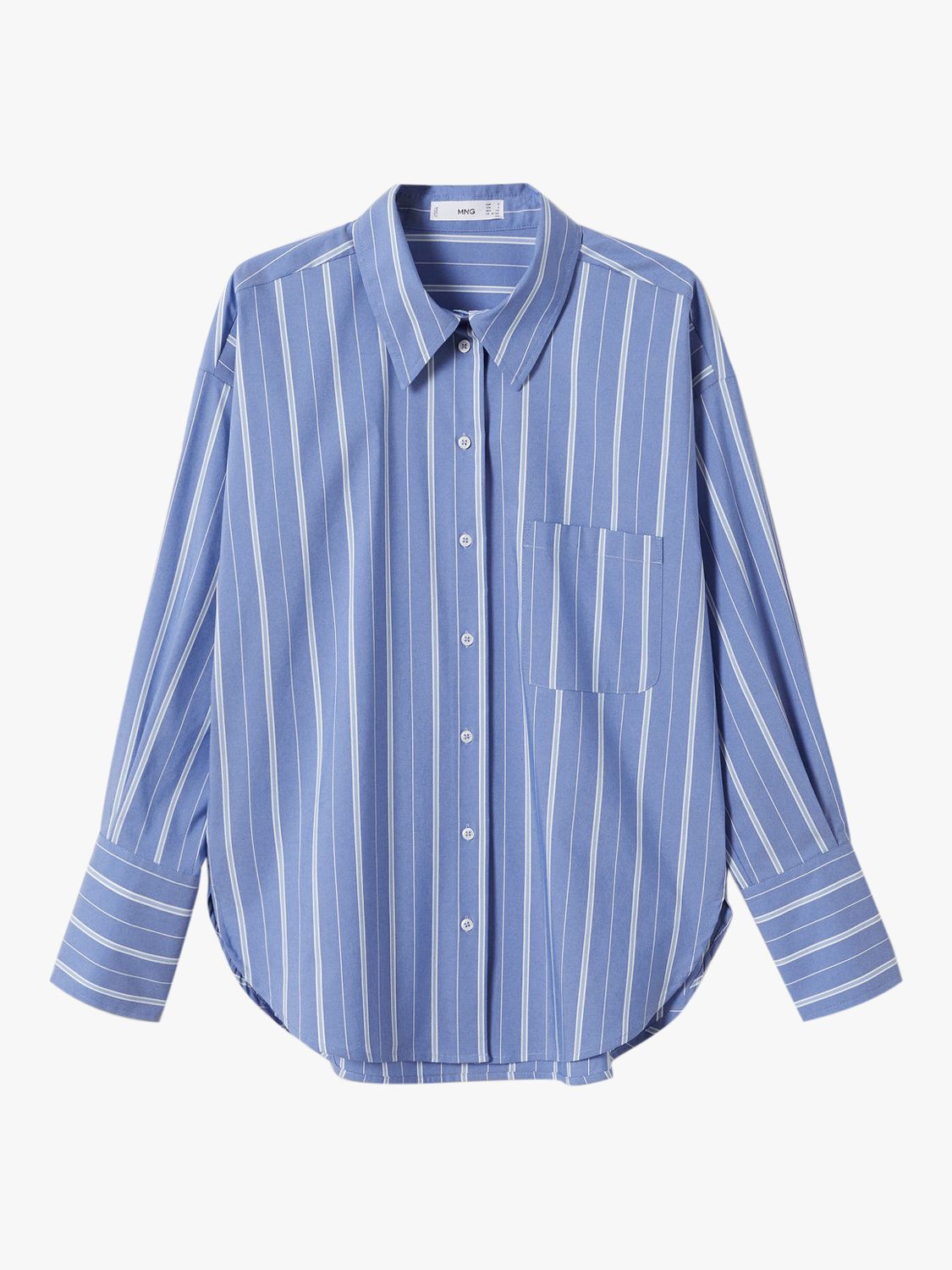 Mango Cotton Blend Stripe Shirt, Medium Blue