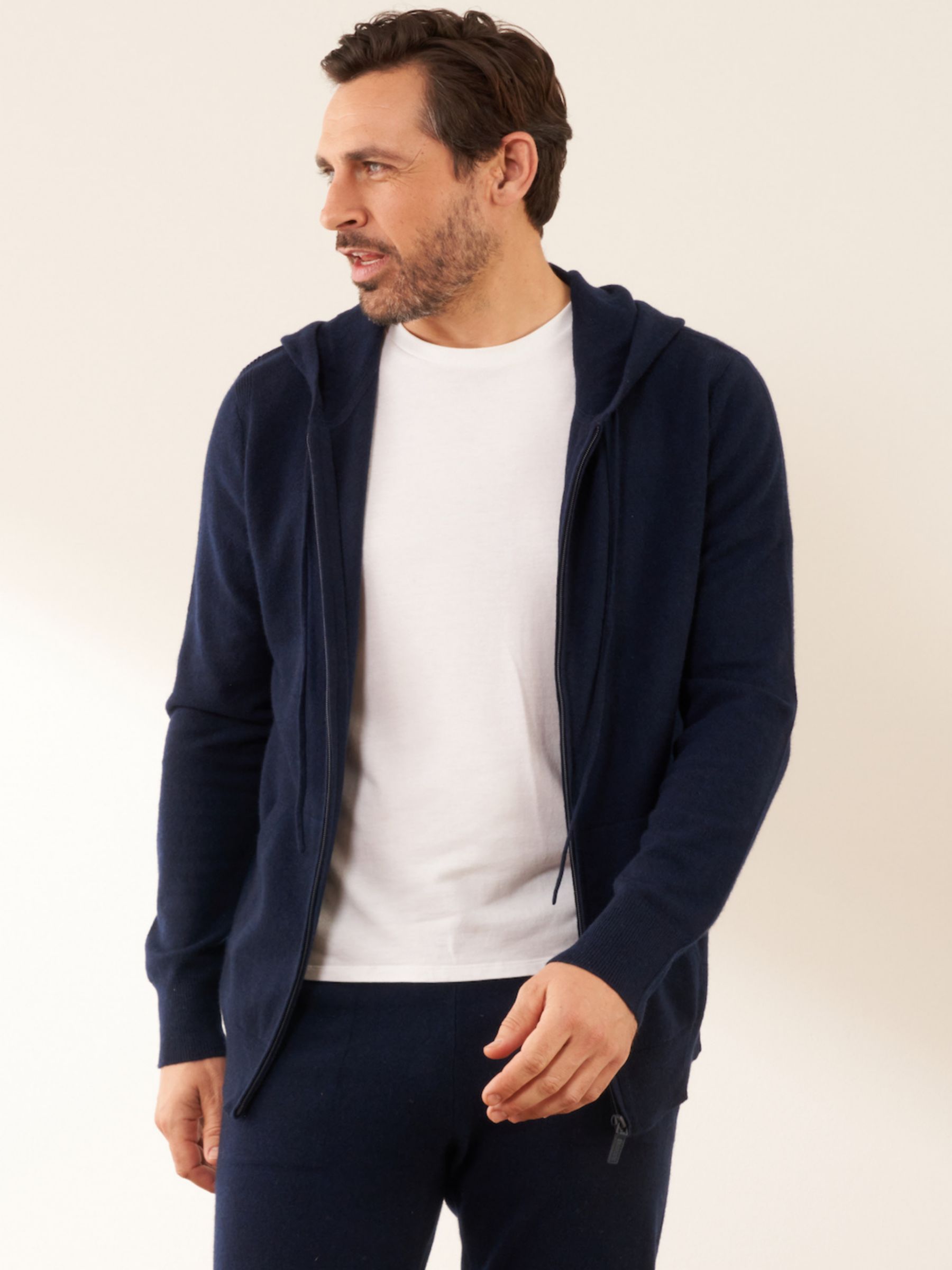 Truly Cashmere Hoodie, Midnight at John Lewis & Partners