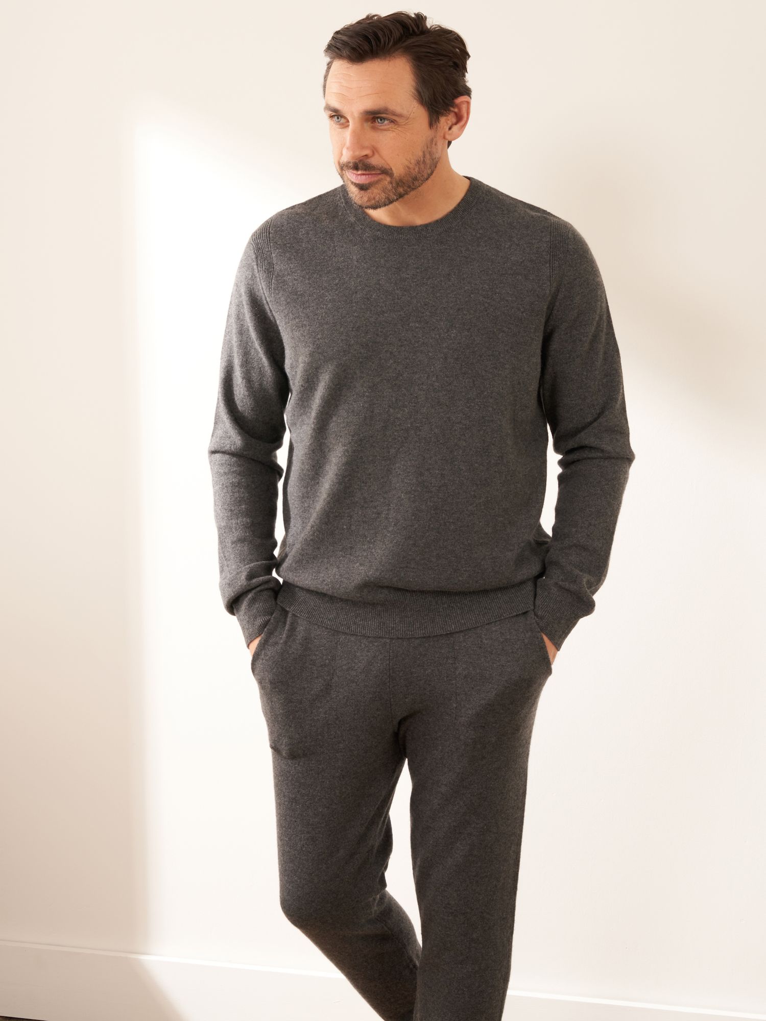 Truly Cashmere Joggers, Charcoal Marl at John Lewis & Partners