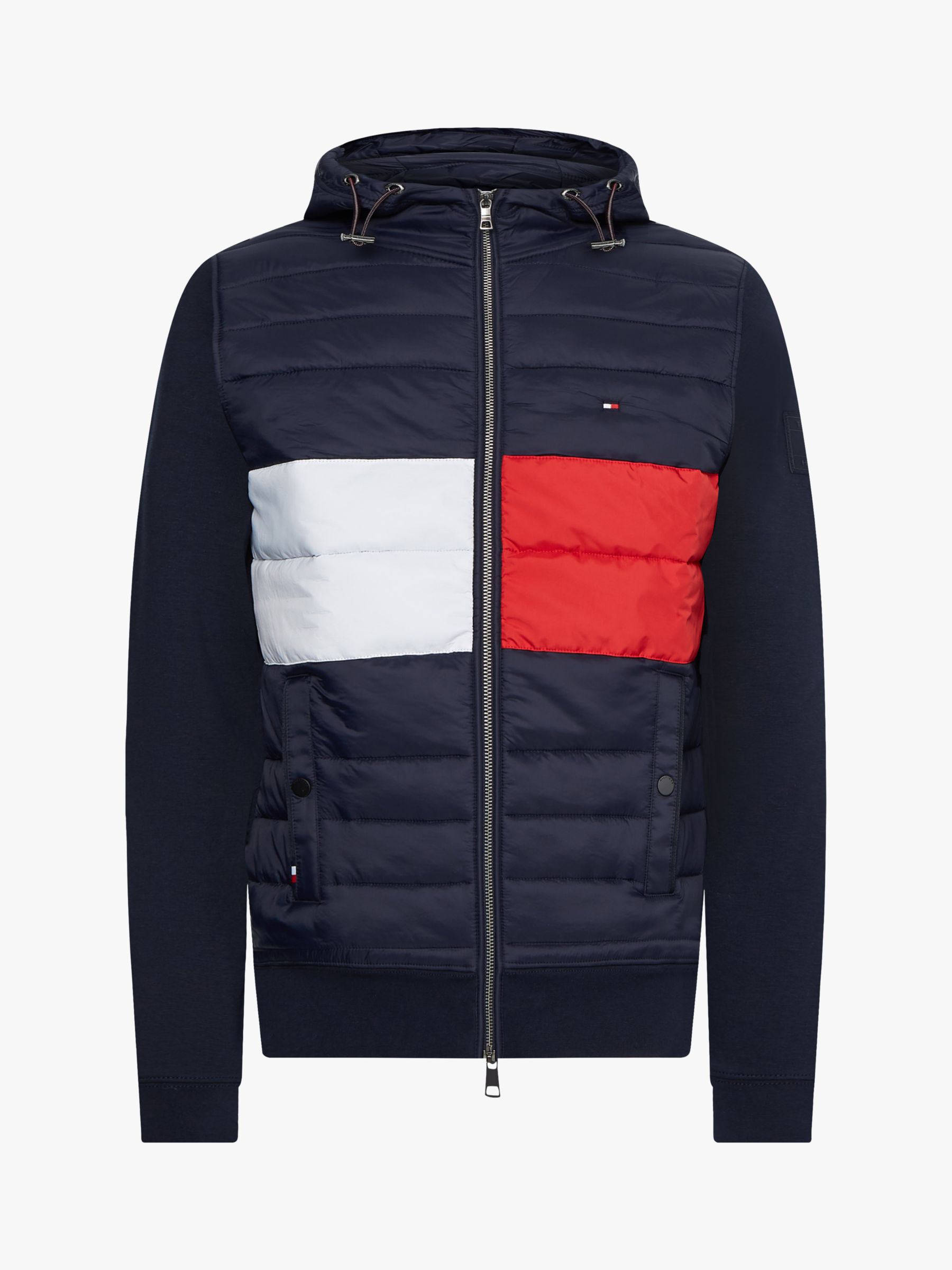 Tommy Hilfiger Colour Blocked Padded Zip-Through Hooded Jacket, Desert ...