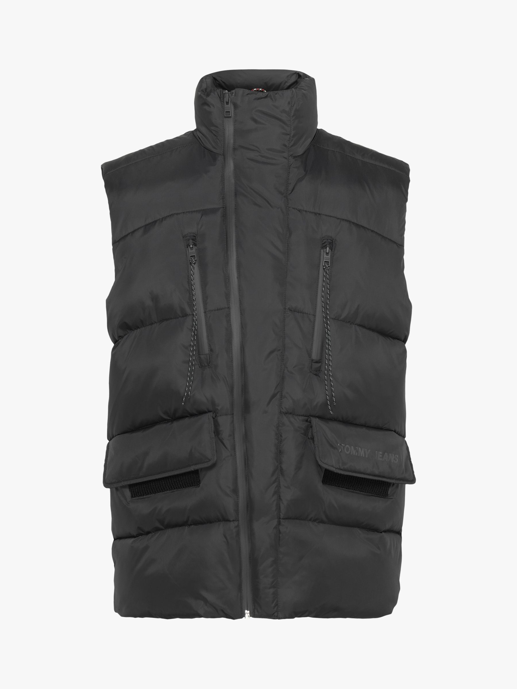 Tommy Jeans Recycled Asymmetric Zip Baffle Down Gilet, Black