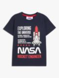 Fabric Flavours Kids' NASA Rocket Engineer Print T-Shirt, Navy