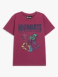 Fabric Flavours Kids' Harry Potter Hogwarts Crest Short Sleeve T-Shirt, Burgundy