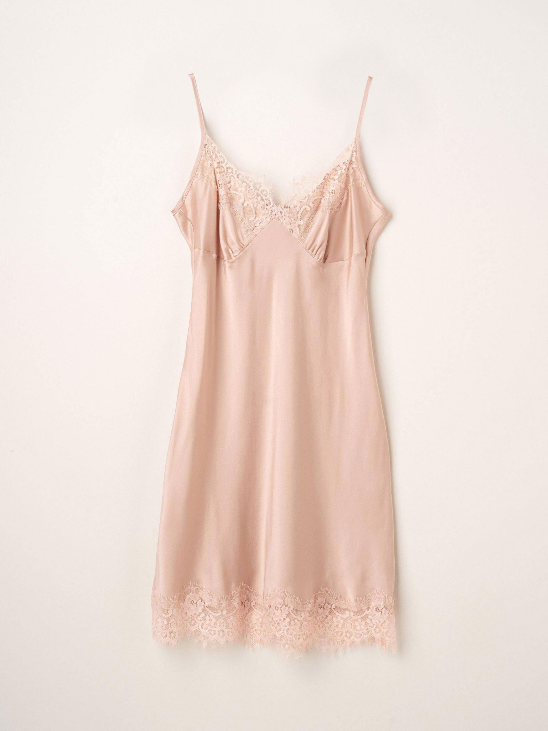 Mesh chemise with contrast lace trim 56071-PINK/NYELLOW 