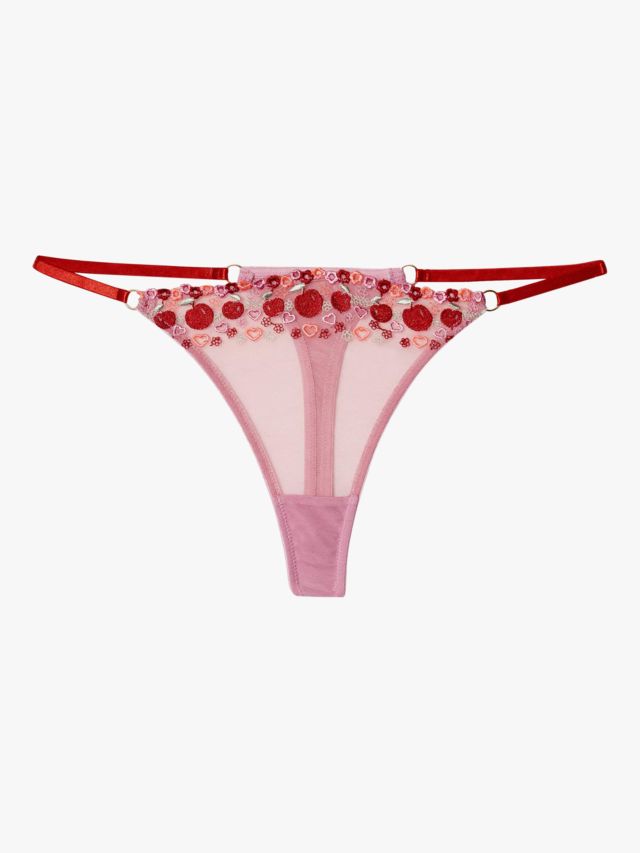Squish x Playful Promises Charli Embroidery Thong, Red, 8