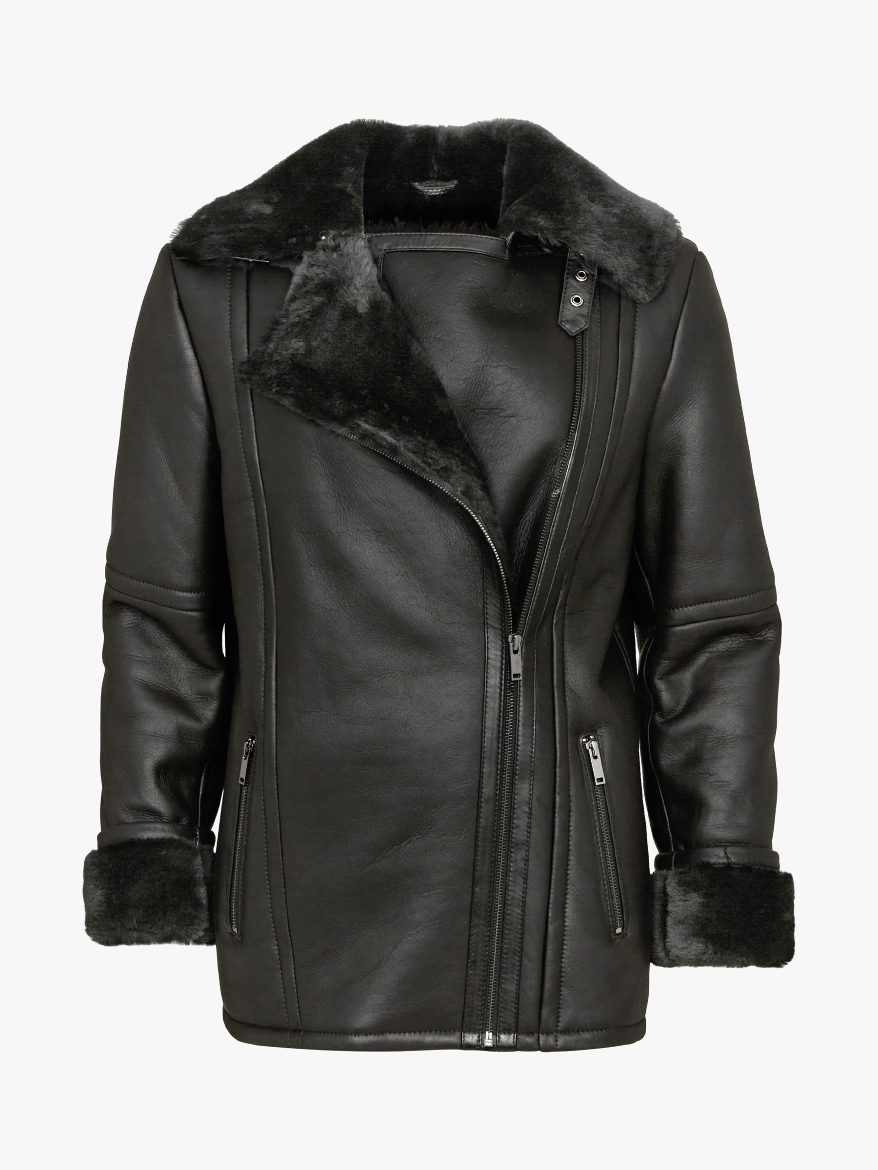 Celtic & Co. Leather Aviator Jacket, Black, 8