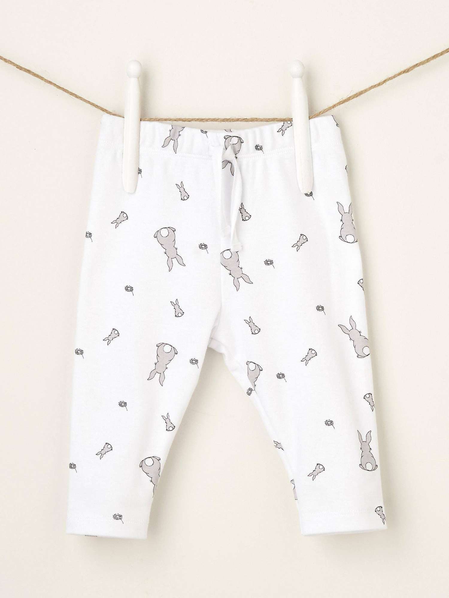 Truly Baby Bunny Print Leggings, White at John Lewis & Partners